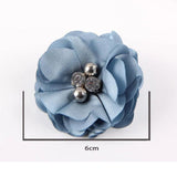 Silk Rose Flowers Brooches with Pearls