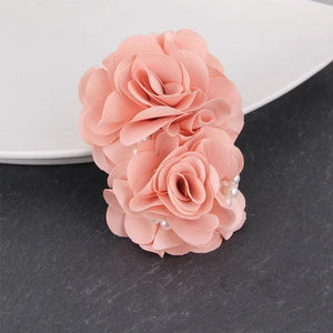 Silk Rose Flowers Brooches with Pearls