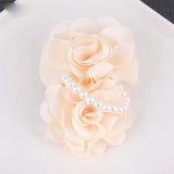 Silk Rose Flowers Brooches with Pearls