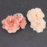 Silk Rose Flowers Brooches with Pearls