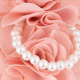 Silk Rose Flowers Brooches with Pearls
