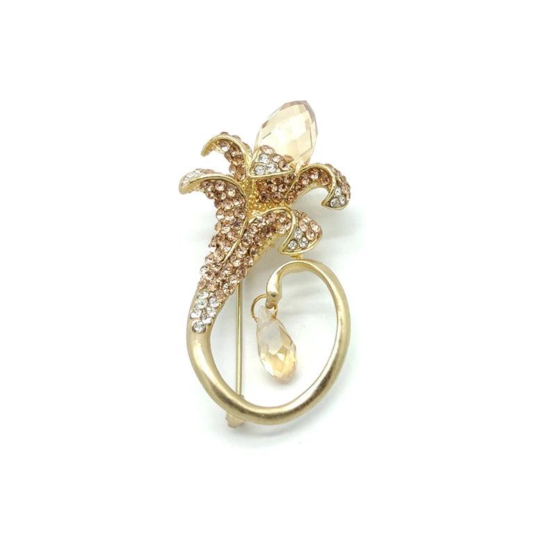 Crystal Calla Flower Golden High-end Brooch