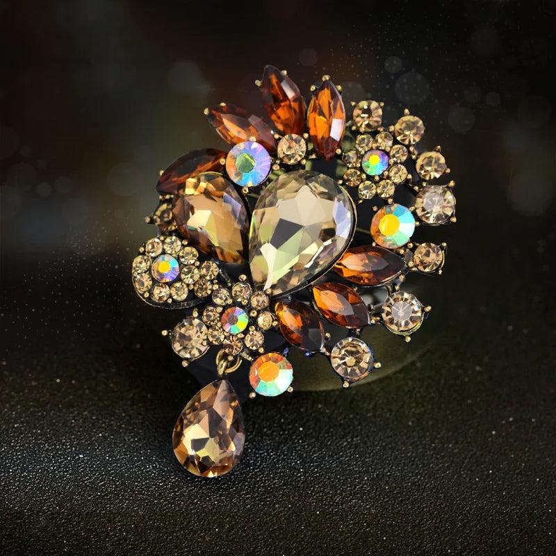 Water Drop Crystal Rhinestones Brooches Ladies Jewelry Teardrop Brooch Pin