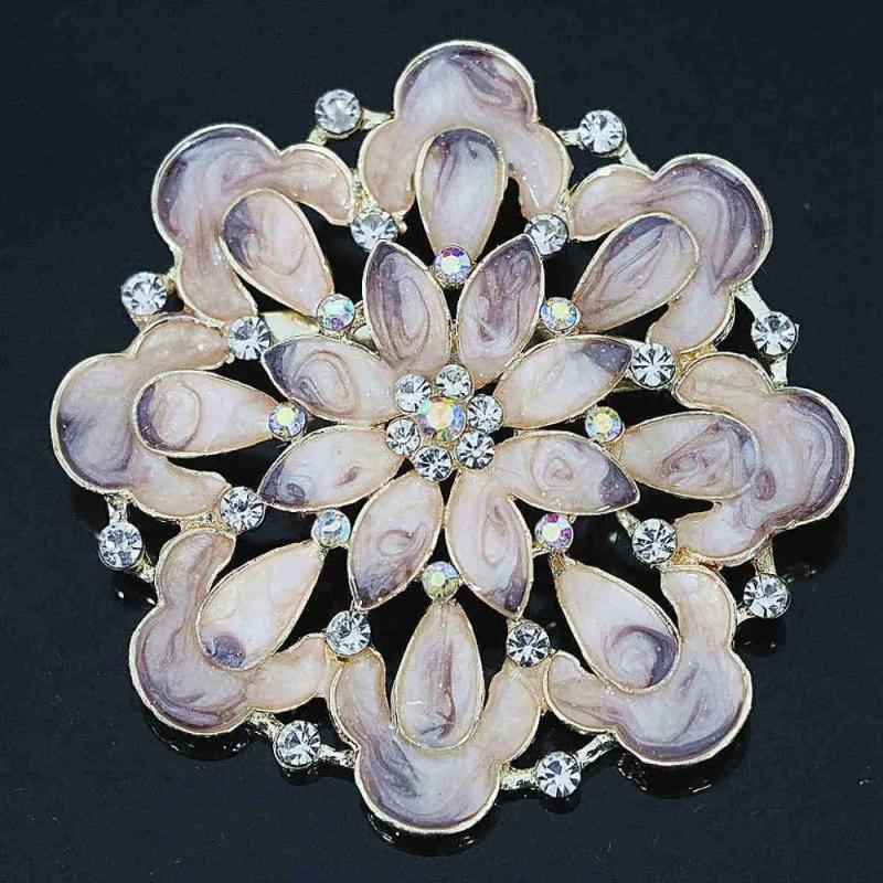 Large Flower Pins Women Brooches Party Gold-color Jewelry