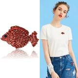Goldfish Rhinestone Animal Brooch Pin