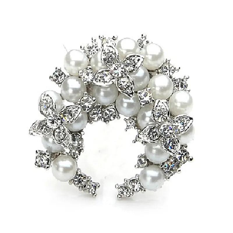 Freshwater Pearl Flower Moon Brooch Wedding Gift