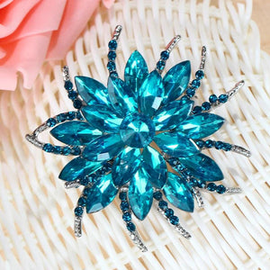 Vintage Rhinestone Flower Brooch Pin for Women