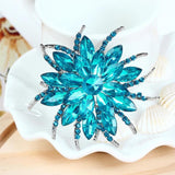 Vintage Rhinestone Flower Brooch Pin for Women