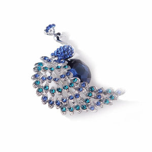 Vintage Peacock Alloy Brooch Royal Crystal Brooches Pins Fully Rhinestone Clasp