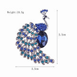 Vintage Peacock Alloy Brooch Royal Crystal Brooches Pins Fully Rhinestone Clasp