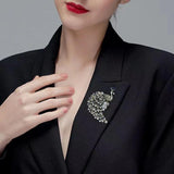 Vintage Peacock Alloy Brooch Royal Crystal Brooches Pins Fully Rhinestone Clasp