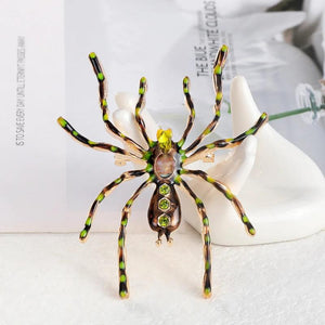 Enamel Poisonous Spider Brooch Pin for Women and Men Jewelry