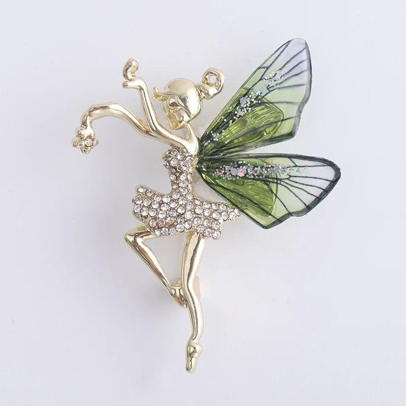 Flower Fairy Brooch Acrylic Wing Pin Temperament Coat Suit Jewelry Accessory