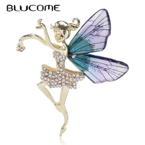 Flower Fairy Brooch Acrylic Wing Pin Temperament Coat Suit Jewelry Accessory