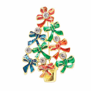 Christmas Tree Rhinestone Crystal Brooch Women Pins Gift Sweater Dress Jewelry