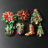 Christmas Tree Rhinestone Crystal Brooch Women Pins Gift Sweater Dress Jewelry