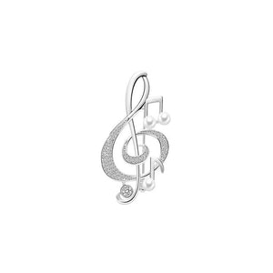 Music Note Crystal Brooches Pins CZ Pearl Brooch Graduation Gift