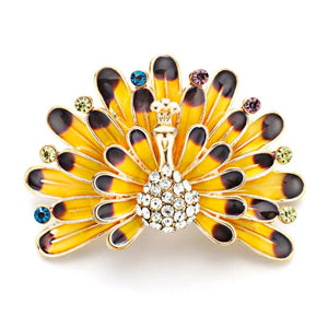 Enamel Peacock Brooch Rhinestone Crystal Jewelry Women Bird Pin