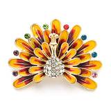 Enamel Peacock Brooch Rhinestone Crystal Jewelry Women Bird Pin