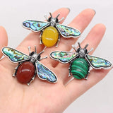 Natural Stone Bee Shape Brooch Pins for Women