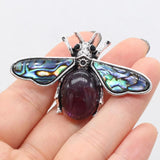Natural Stone Bee Shape Brooch Pins for Women
