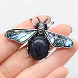 Natural Stone Bee Shape Brooch Pins for Women