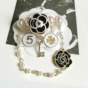 Camellia Tassel DIY Brooches Flower Pins for Coat Pearl Scarf Pins