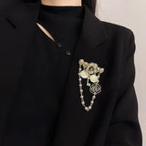 Camellia Tassel DIY Brooches Flower Pins for Coat Pearl Scarf Pins