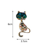 Crystal Rhinestone Cat Brooches For Women Alloy Animal Pins Corsage Accessories