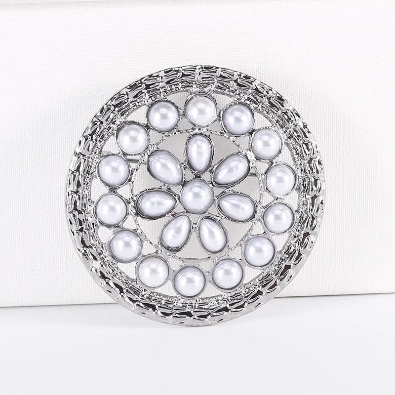 Vintage Pearl Disc Brooch Accessories Collar Pin Pendant Dual Purpose