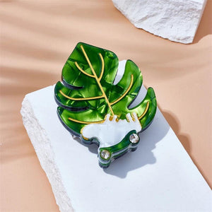 Acrylic Green Leaves Brooches Unisex Kids Cartoon Pins Badges