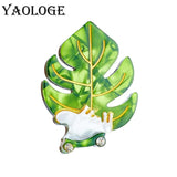 Acrylic Green Leaves Brooches Unisex Kids Cartoon Pins Badges