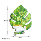 Acrylic Green Leaves Brooches Unisex Kids Cartoon Pins Badges