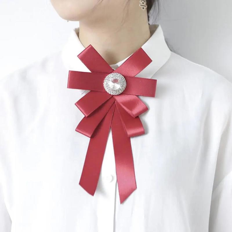 Crystal Bowknot Brooch Shirt Collar Pin