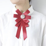 Crystal Bowknot Brooch Shirt Collar Pin