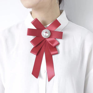 Crystal Bowknot Brooch Shirt Collar Pin