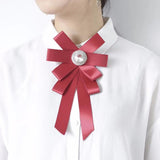 Crystal Bowknot Brooch Shirt Collar Pin