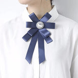 Crystal Bowknot Brooch Shirt Collar Pin