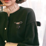 Tassel Flower Rhinestone Brooch Wild Creative Pins Female Clothes