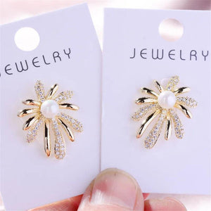 Zirconia Fireworks Brooches Pearl Lapel Pin Coat Accessories