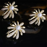 Zirconia Fireworks Brooches Pearl Lapel Pin Coat Accessories