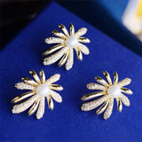 Zirconia Fireworks Brooches Pearl Lapel Pin Coat Accessories