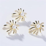 Zirconia Fireworks Brooches Pearl Lapel Pin Coat Accessories