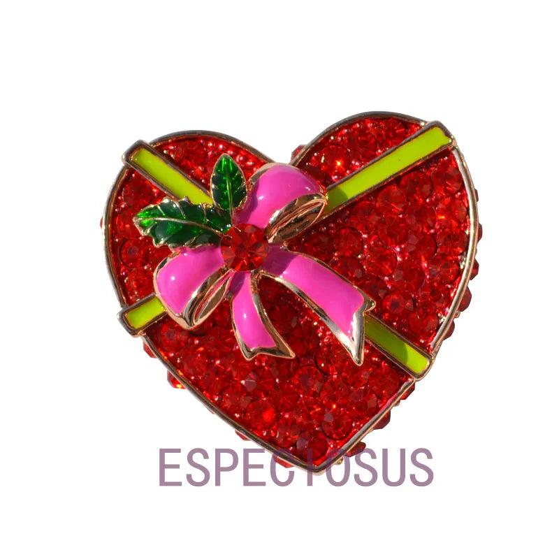 Crystal Red Heart Shape Pin Rhinestone Brooch