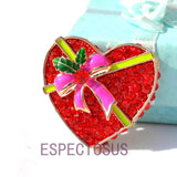 Crystal Red Heart Shape Pin Rhinestone Brooch