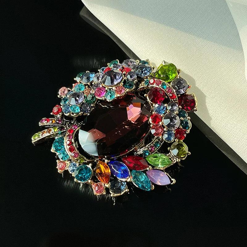 Red Crystal Resin Shaped Brooch Women's Party Jewelry