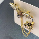 Vintage Crystal Bee Chain Brooch for Women