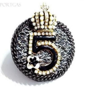 Crystal Crown Brooch No.5 Rhinestone Cross Cuz Pin