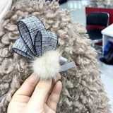 Retro Rhinestone Mink Hair Brooch Women Suit Corsage Collar Jewelry