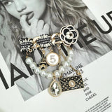 Camellia No.5 Crystal Tassel Brooch Pins for Women
